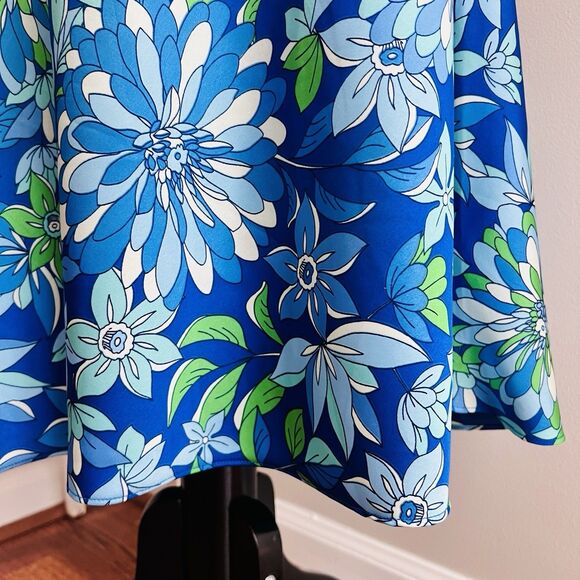 NWT J. Crew Blue Floral Long Maxi Skirt Stretchy Waist Flowy Comfy - Size Large - Picture 4 of 10